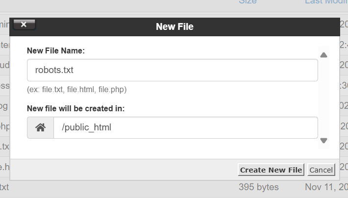 name robots.txt new file