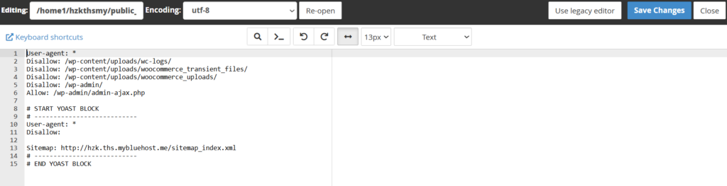 robots.txt file editor