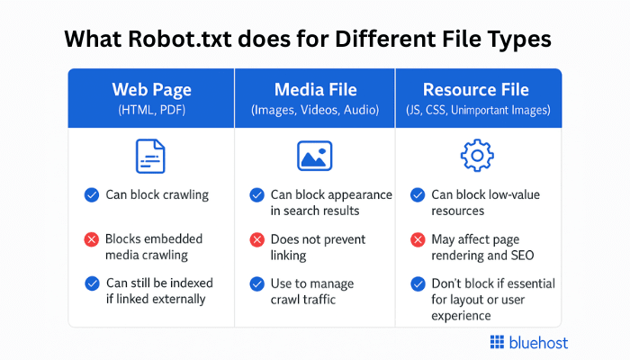 Different file types and robots.txt file