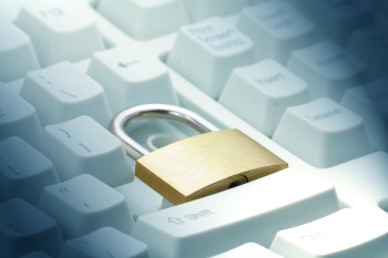 lock replacing the enter key, concept of computer safety