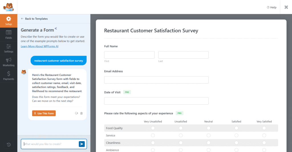 Survey form example