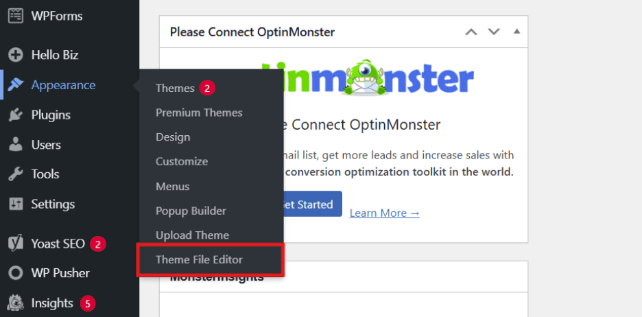 Building your theme with theme file editor