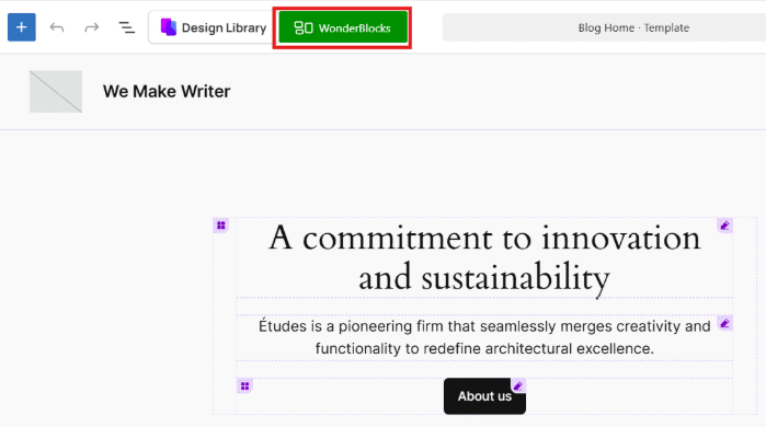 Click the ‘WonderBlocks’ launcher in the top bar.