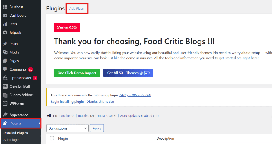 Open your dashboard and click on ‘Plugin’.