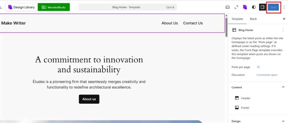 Save changes to update your live site instantly