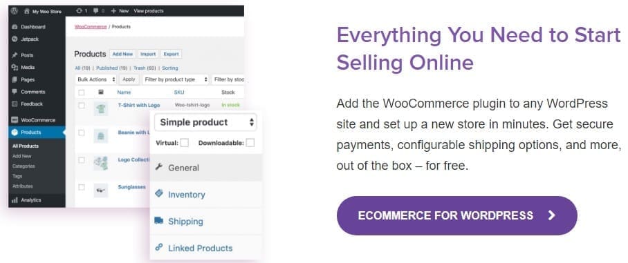 Plugin de comercio electrónico de WordPress - WooCommerce
