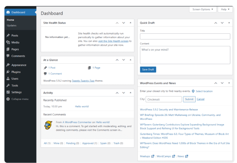 wordpress login to edit website