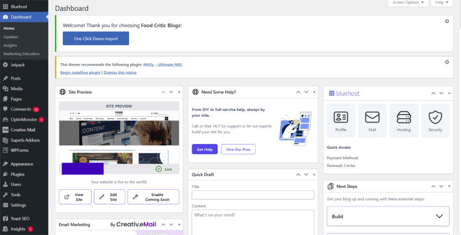 Access your WordPress dashboard