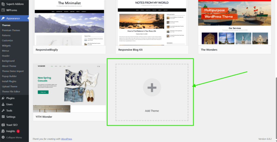 Click on add theme option
