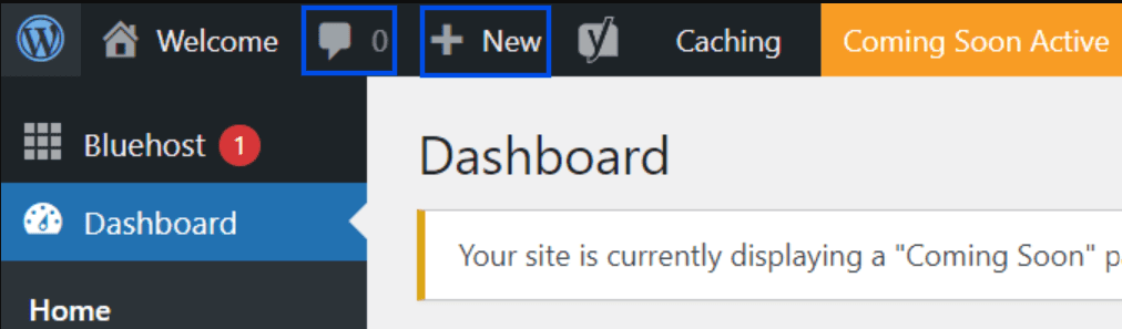 WP upper navigation bar