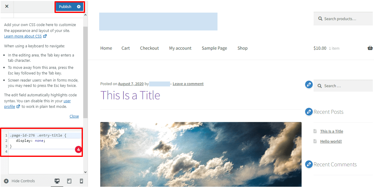 Paste in the code, edit the ID number and hit ‘Publish.’