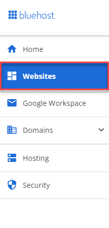 Bluehost hosting tab