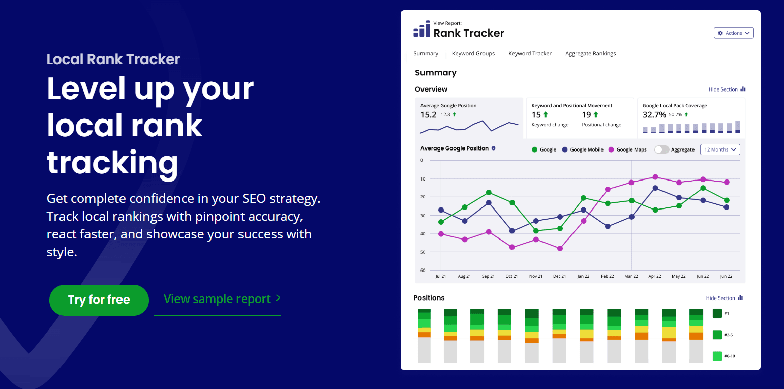 De Rank Tracker is een handige rapportagetool voor lokale SEO