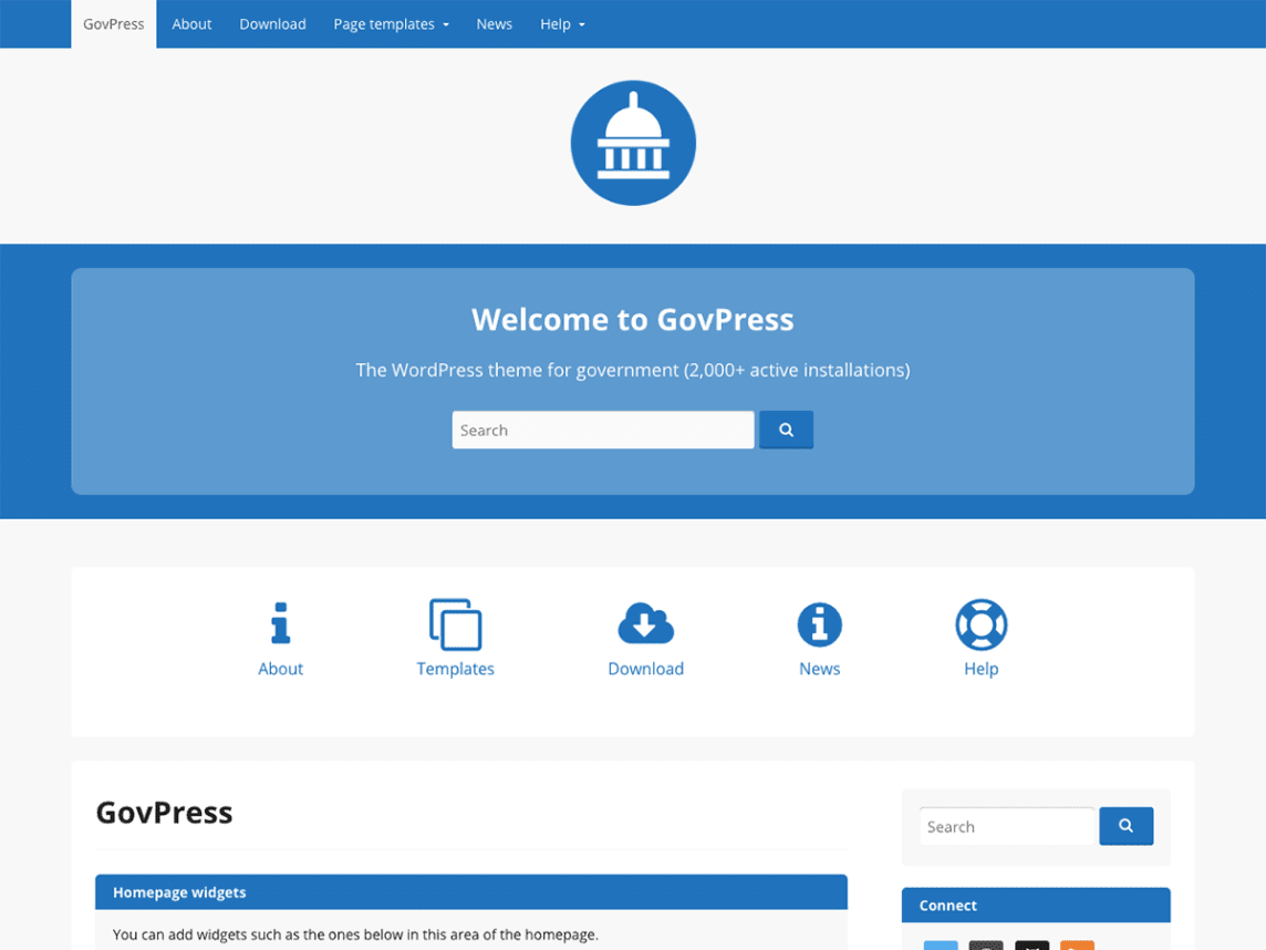 GovPress is a WordPress theme made specifically for U.S. government websites.