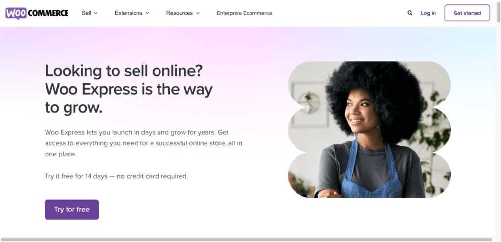 Woo Express homepage.