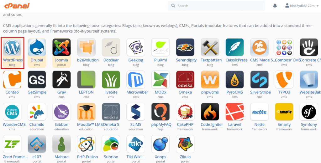 GoDaddys Installatron-Installationsprogramm.