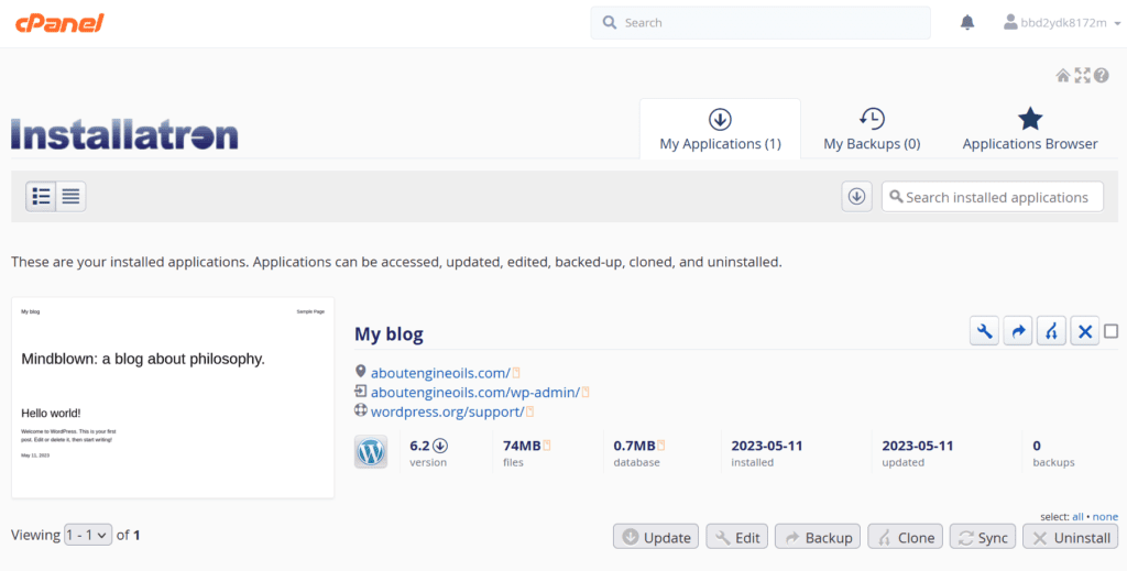 WordPress-Installation bei GoDaddy.