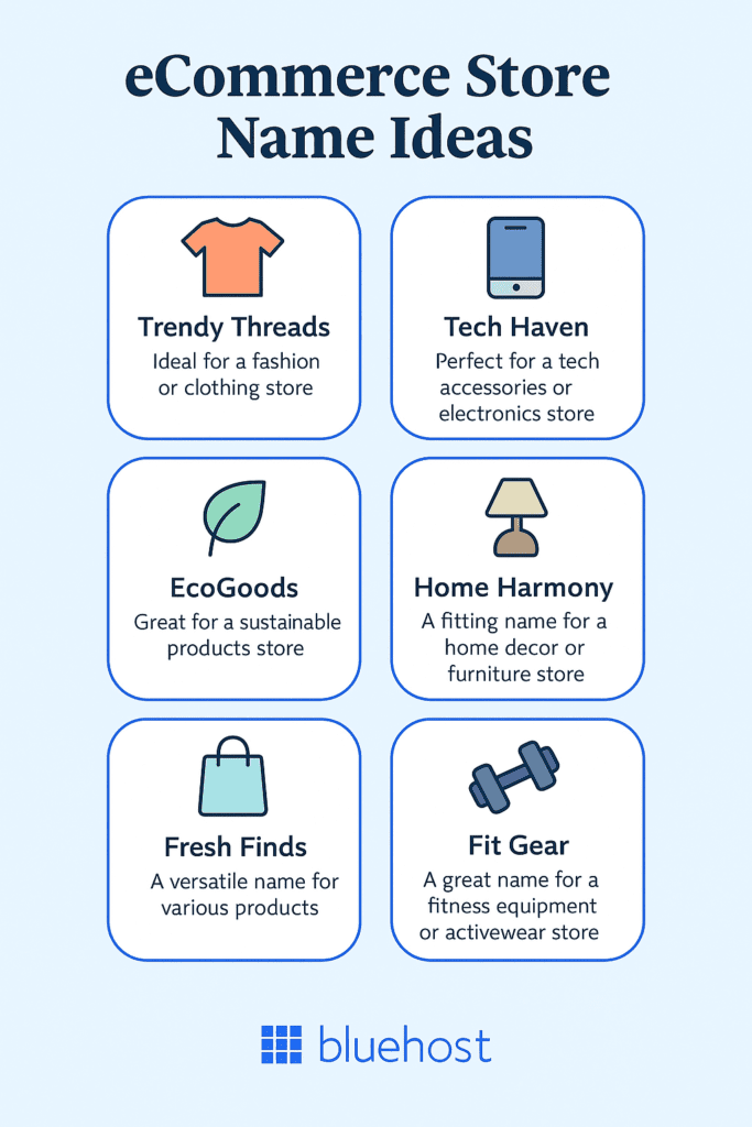 eCommerce store name ideas