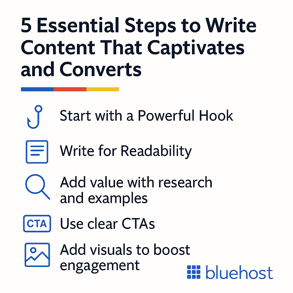 Illustration of 5 steps to create content that captivates