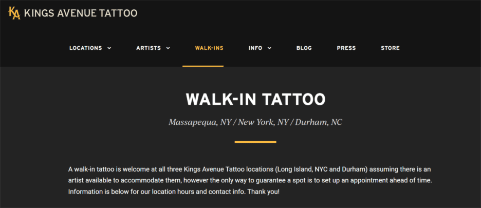 Kings Avenue Tattoo  WordPress hosting