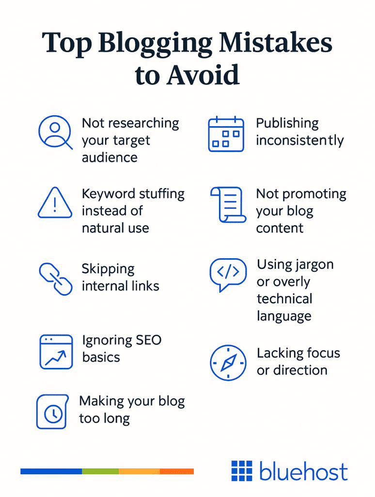 Illustration of common blogging mistakes to avoid 
