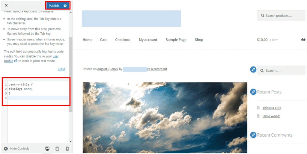 Click on the Publish