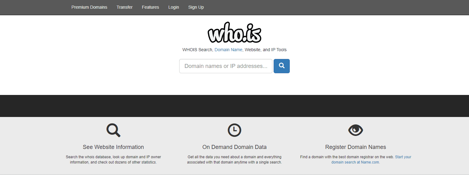 The who.is website offers a good example of a domain hack in action.