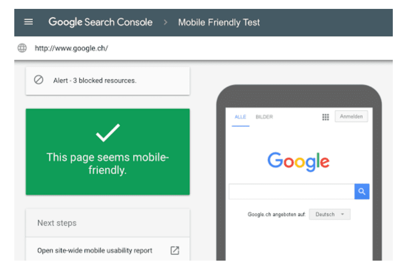 Google Mobile-Friendly Test