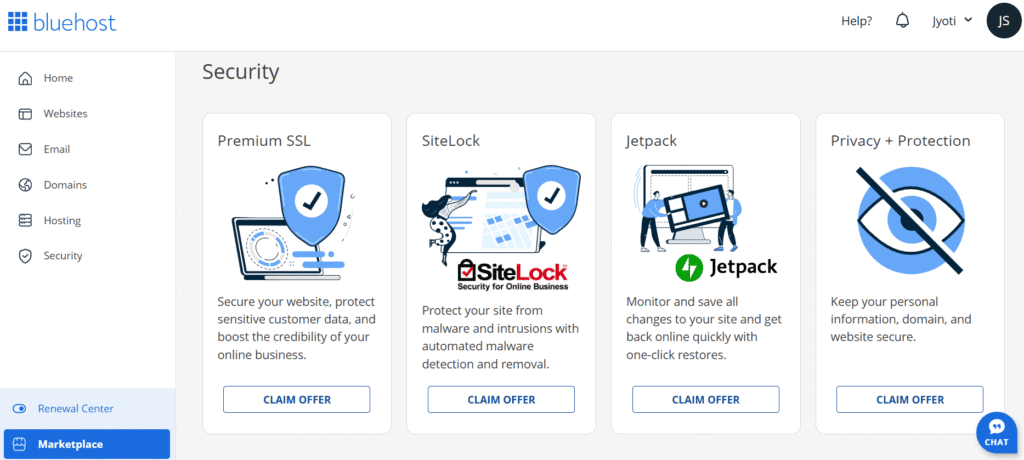 Locate premium SSL certificate on Security tab