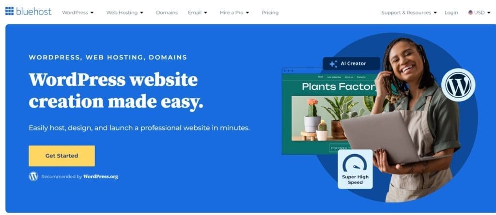 Bluehost - best Zoho alternatives