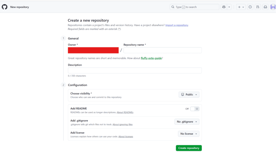 Create a new repository