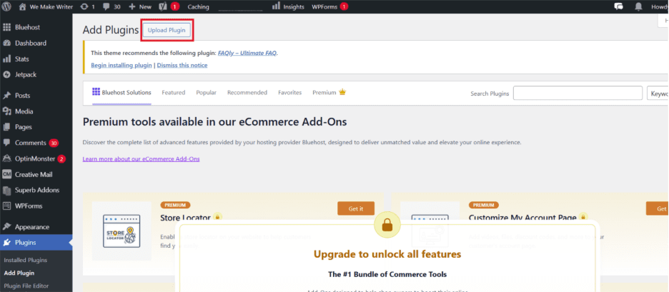 upload the WP Pusher plugin