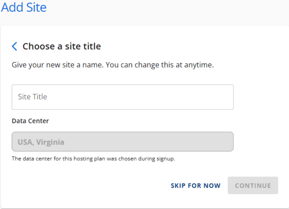 Enter your Site Title, then click Continue.