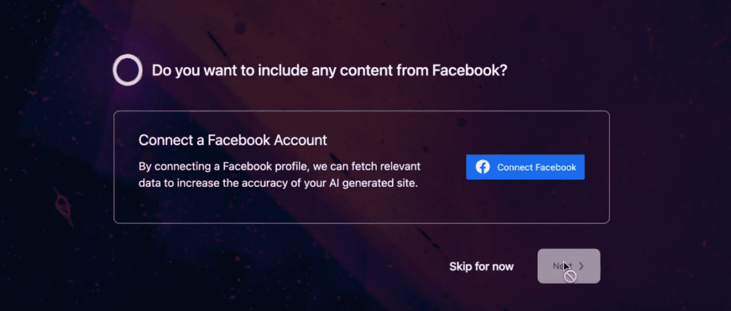 Connect a Facebook account 