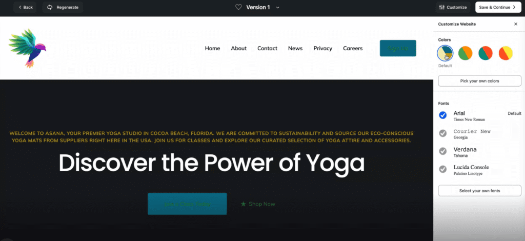 Customize your website