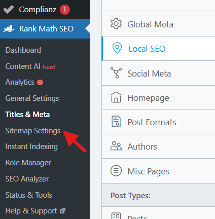 Rank math Sitemap settings
