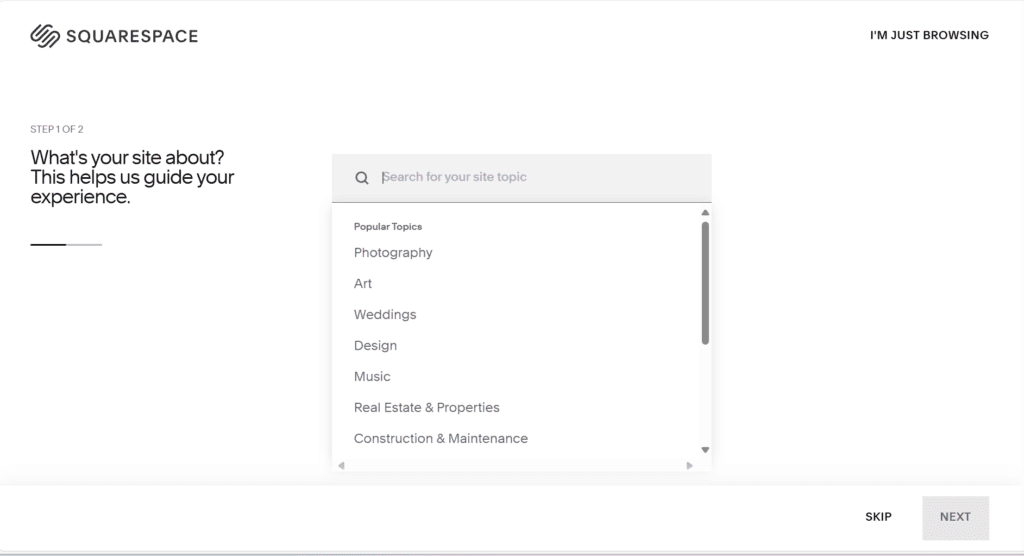 Squarespace website creation