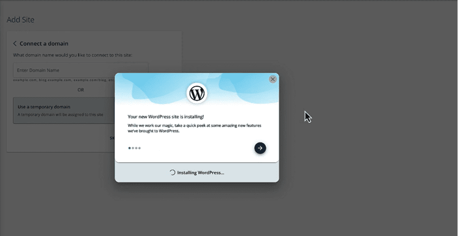 WordPress is installing.