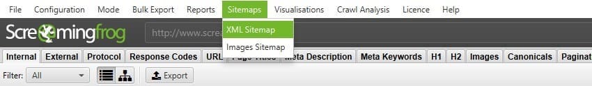 XML sitemap export
