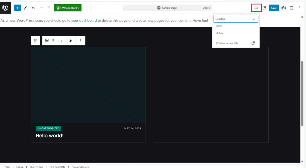 Screengrab showing preview formats