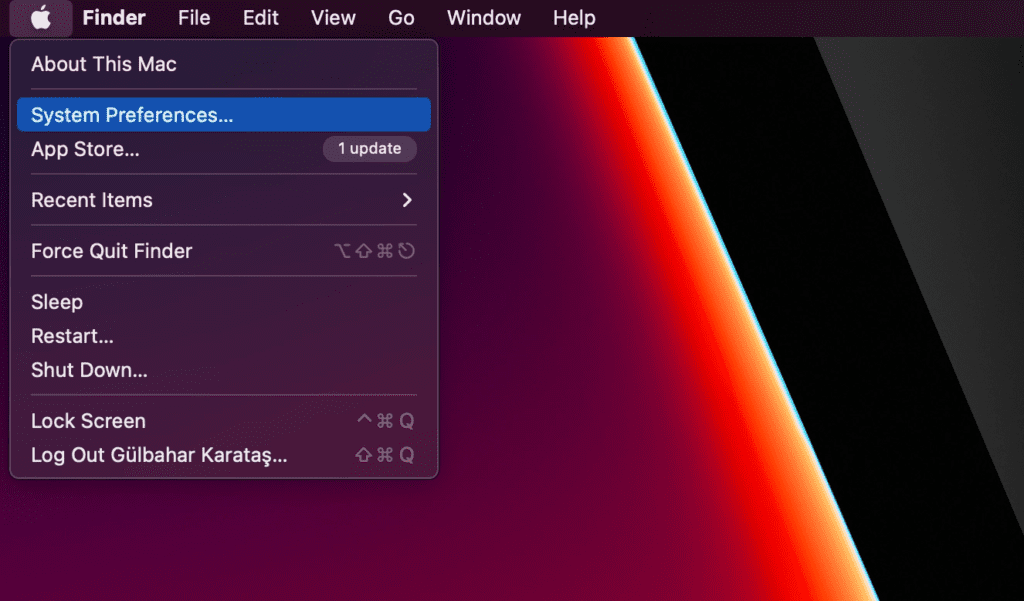 System preferences in Mac