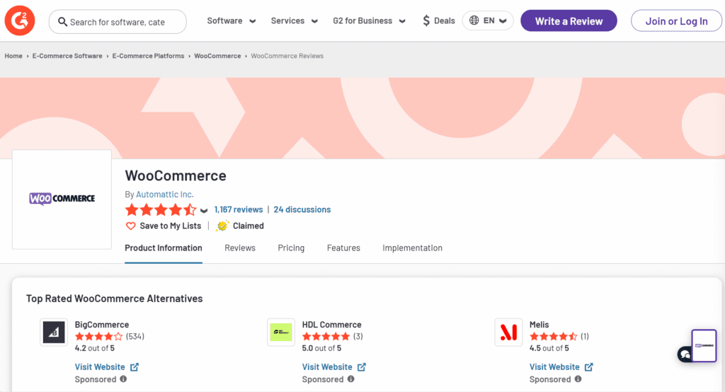 G2 WooCommerce helpful reviews