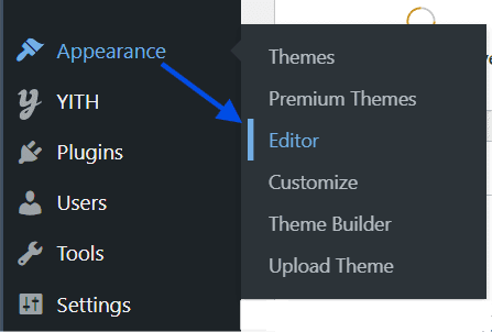 Select Site Editor to Customize WordPress header
