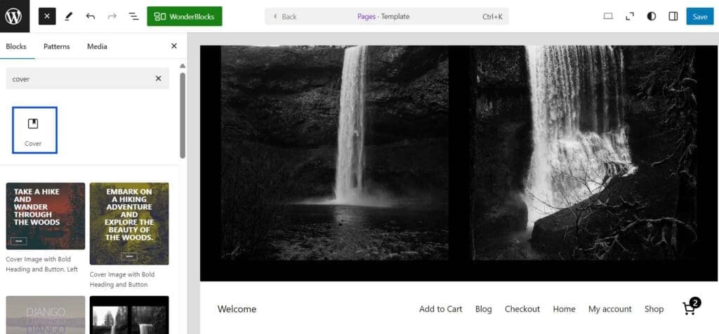 Customize WordPress header: add image using cover block