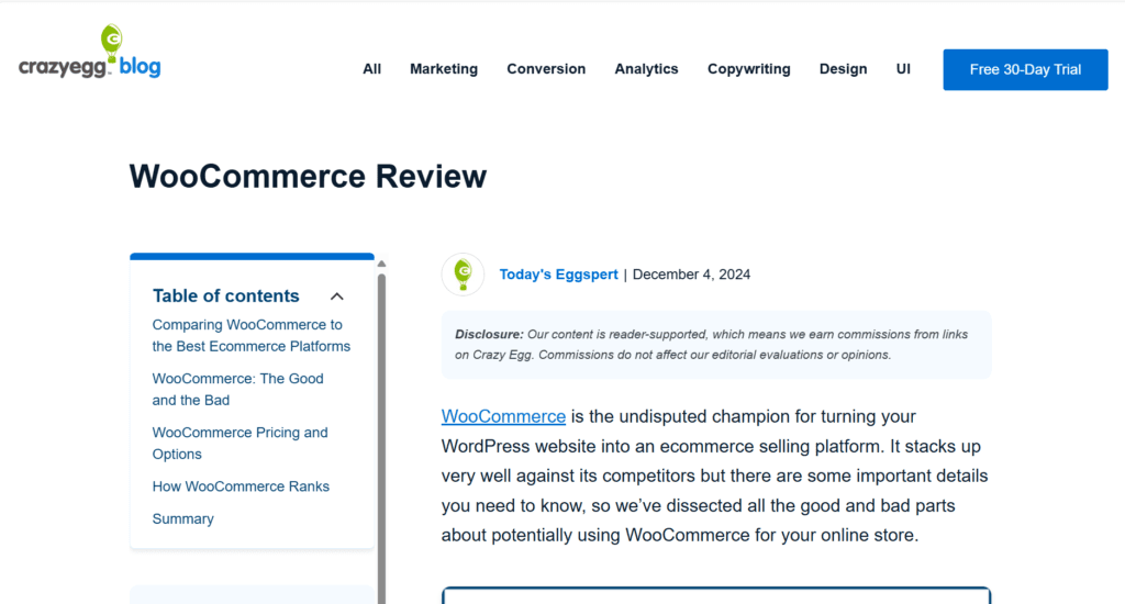 Crazy Egg WooCommerce review
