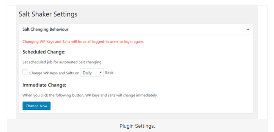 Salt Shaker Plugin Settings