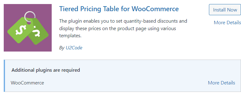 Tiered Pricing Table for WooCommerce