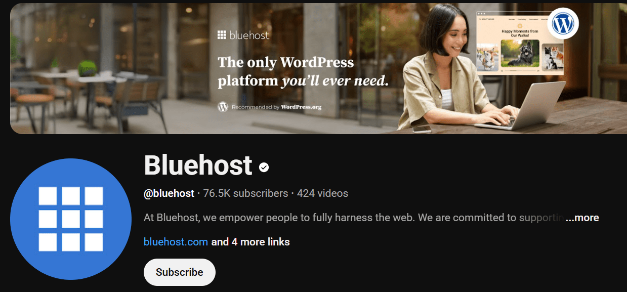 Bluehost YouTube Channel: 