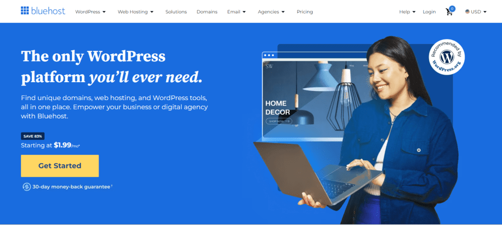 Get started with Bluehost hosting and domain registration