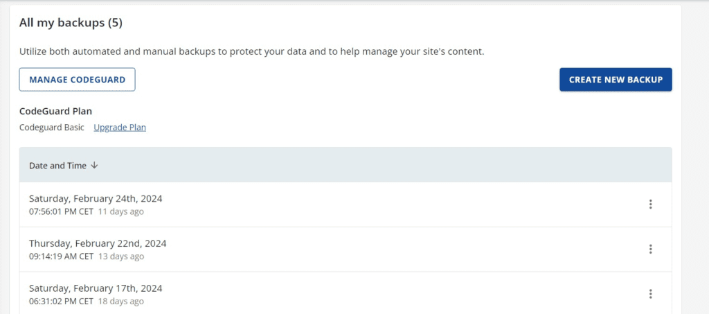 Select Website Backup